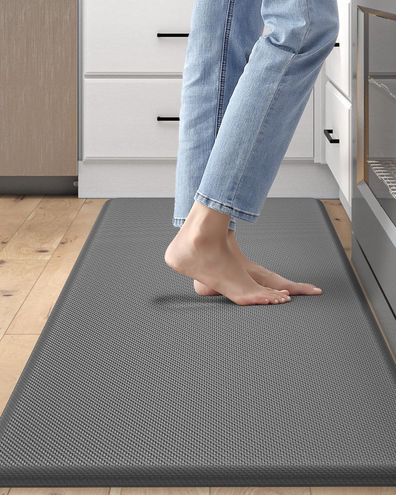 DEXI Kitchen Mat Cushioned Anti Fatigue, Extra Thick Comfort Standing Floor Mats Waterproof, Memory Foam Antifatigue Runner Rug for Desk Office, Sink, Laundry, 39x20, Grey - Image 1